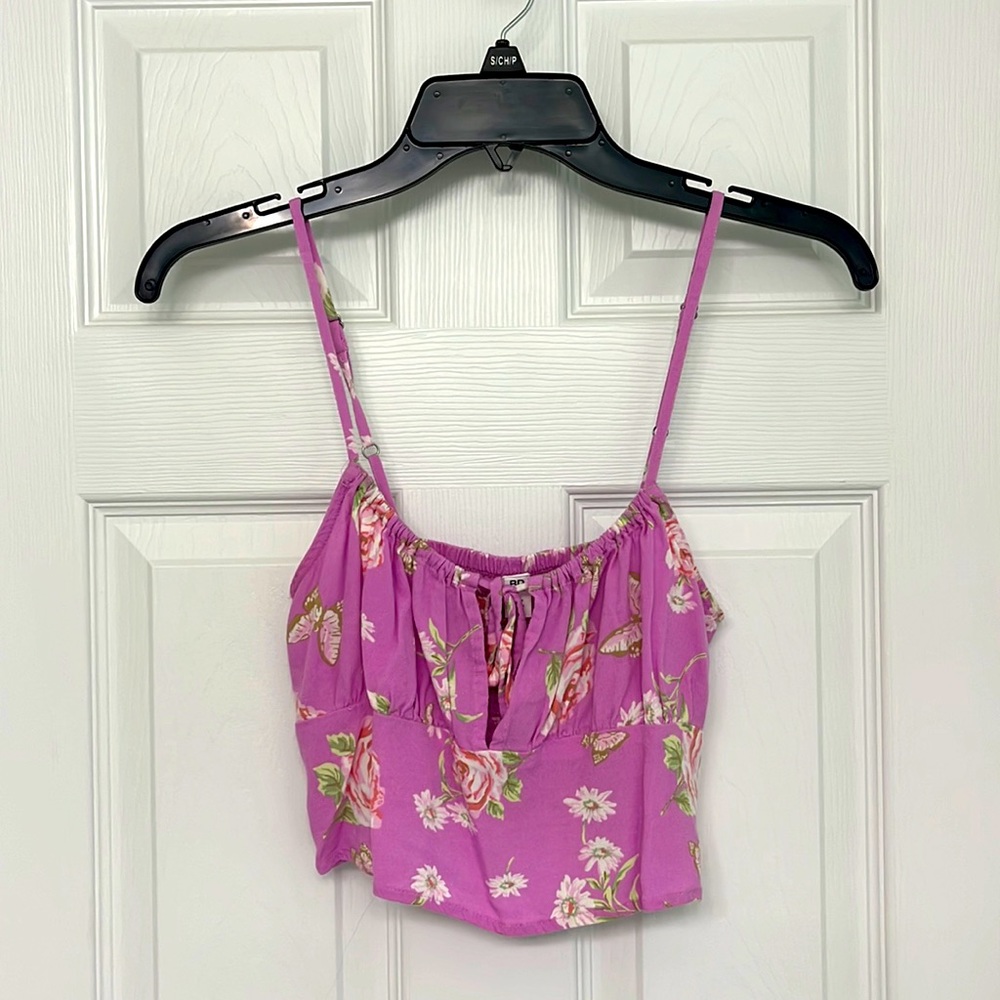 BP, size S, pink floral crop tank top
